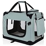 PET VIOLET Transportbox Hundebox Faltbar Katzenbox Hunde Tragetasche 62x42x44 cm, Grau