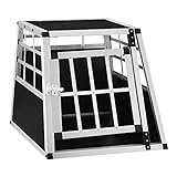 Juskys Alu Hundetransportbox M - 69×54×51 cm - Auto Hundebox robust & pflegeleicht – Gittertür verschließbar – Aluminium Transportbox für Hunde