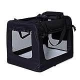 lionto Hundetransportbox Hundetasche Hundebox faltbare Kleintiertasche, (S) 50x34x36 cm schwarz