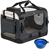 Cadoca Hundetransportbox XL 81x56x58cm faltbar atmungsaktiv Auto Transporttasche Haustiertransportbox Hundetragetasche Anthrazit