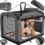 LOVPET® Hundebox Hundetransportbox faltbar Inkl.Hundenapf XXXL 102x69x69cm Transporttasche Hundetasche Transportbox für Haustiere, Hunde und Katzen Haustiertransportbox Anthrazit