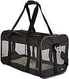Amazon Basics Transporttasche für Haustiere, weiche Seitenteile, Schwarz, Größe L