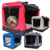 Dogidogs Hundetransportbox faltbar Transportbox für Hunde Hundebox Auto - Dogi Kennel - 6 Größen - 4 Farben (S (50 x 35 x 35 cm), Rot)