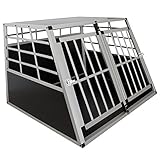 Juskys Alu Hundetransportbox XL - 96 × 91 × 70 cm — Auto Hundebox robust & pflegeleicht — 2 Gittertüren verschließbar - Reisebox für Hunde